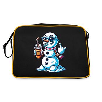 Cool Snowman With Middle Finger Statement - Retro Bag - black/gold - Back