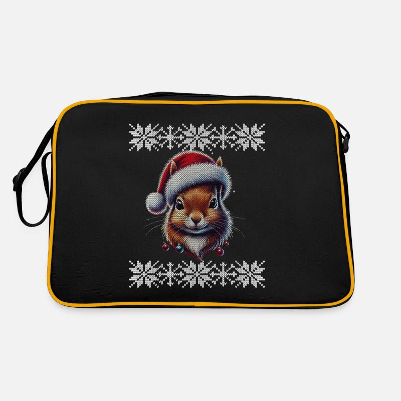 Weihnachtliches Eichhörnchen Mit Weihnachtsmütze Retro Tasche