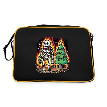 Christmas skeleton with fairy lights - Retro Bag - black/gold - Back