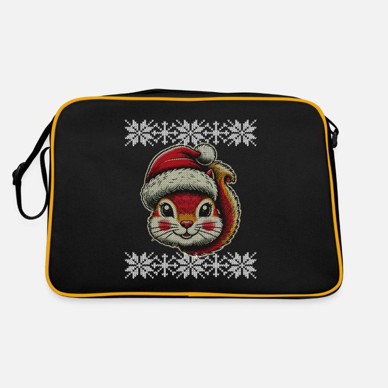 Mignon écureuil de Noël avec chapeau Sac Retro