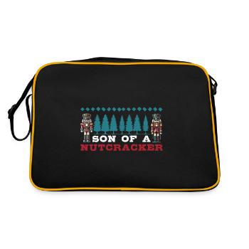 Sohn Eines Nussknackers Lustig Weihnachtsmotiv - Retro Tasche - Schwarz/Gold - Hinten
