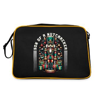 Sohn Eines Nussknackers Weihnachtsmotiv - Retro Tasche - Schwarz/Gold - Hinten