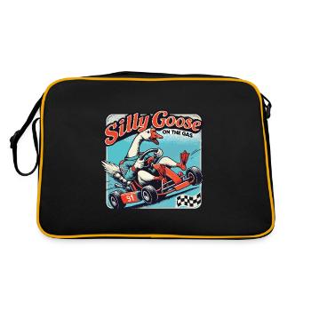Silly Goose Im Go-Kart Auf Dem Gas - Retro Tasche - Schwarz/Gold - Hinten