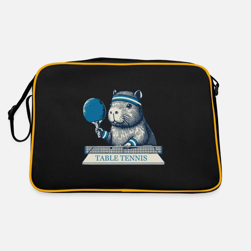 Capybara Table Tennis Fun with Table Tennis Racket Retro Bag