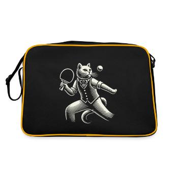Un chat mignon joue au tennis de table de manière magistrale - Sac Retro - noir/or - Dos