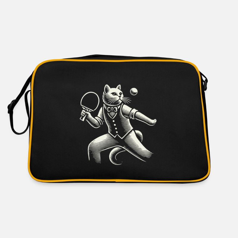 Cute Cat Plays Table Tennis Masterfully Retro Bag