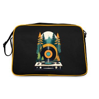 Retro Music Scene Turntable Forest Design - Retro Bag - black/gold - Back