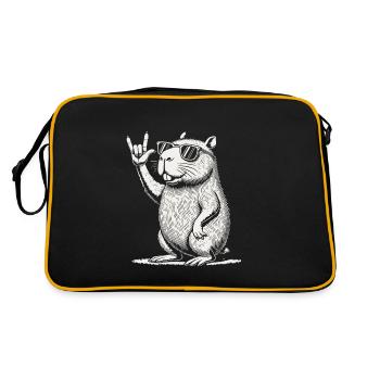 Festival de musique rock Funny Heavy Metal Capybara - Sac Retro - noir/or - Dos