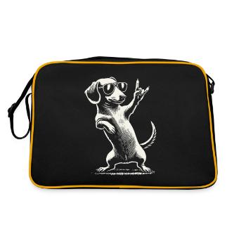 Musique rock drôle teckel chien concert design - Sac Retro - noir/or - Dos