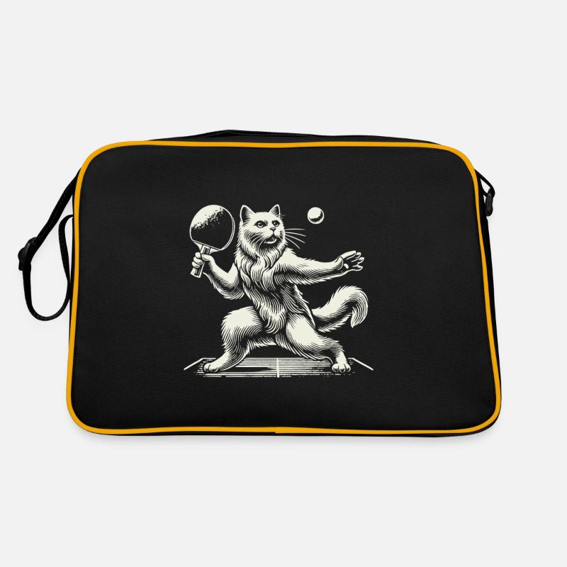 Cute cat playing table tennis Retro Bag