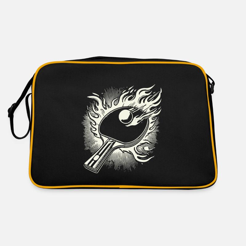 Flaming Table Tennis Racket Table Tennis Retro Bag