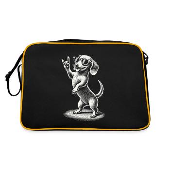 Drôle Heavy Metal Chien Festival Teckel Rétro - Sac Retro - noir/or - Dos