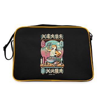 Shiba Dog Ramen Chef in Ukiyo-e Style - Retro Bag - black/gold - Back