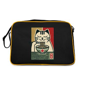 Ramen Nouilles Chat Amoureux Rétro Kawaii Chats - Sac Retro - noir/or - Dos