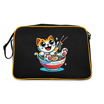 Chat kawaii avec bol de nouilles ramen style anime - Sac Retro - noir/or - Dos