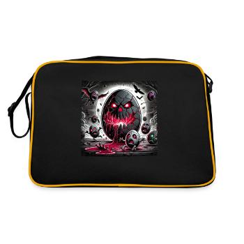 Horror Osterei Dämonisch Zombie Vollmond - Retro Tasche - Schwarz/Gold - Hinten