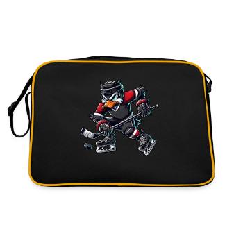 Cool Cartoon Duck Hockey Player - Retro Bag - black/gold - Back