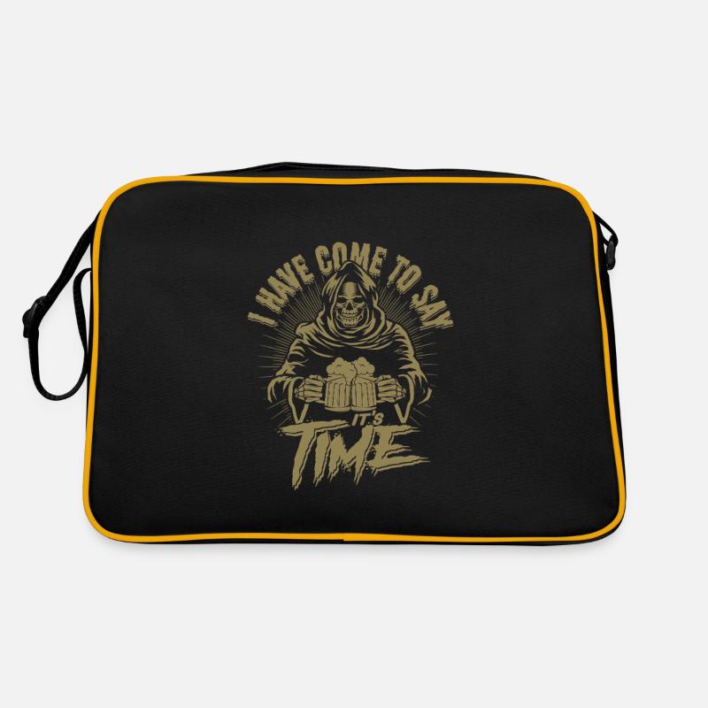 Sensenmann Bier Zeit ist gekommen Lustig Retro Tasche