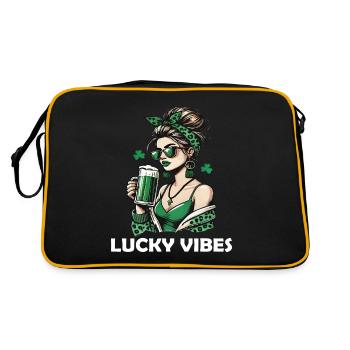 St. Patrick's Day Lucky Vibes Woman With Beer - Retro Bag - black/gold - Back
