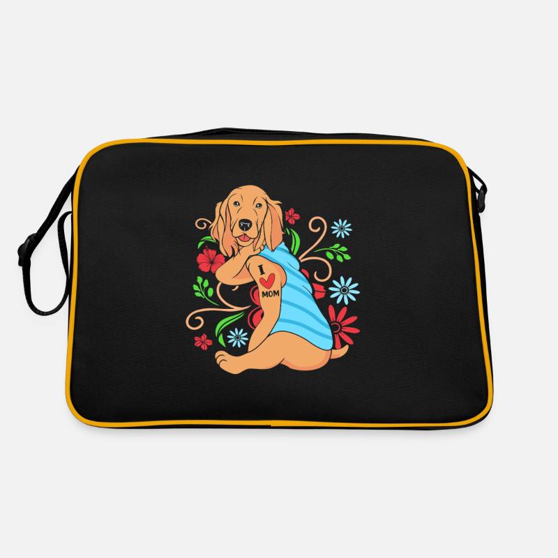 Cocker Spaniel Mama Hundemama - Retro Tasche - Schwarz/Gold