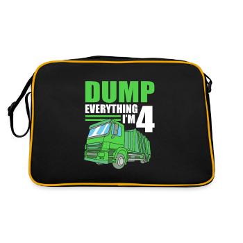 Garbage Truck Garbage Truck Garbage Man Trash Can - Retro Bag - black/gold - Back