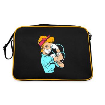 Altenheim Altenpflegerin Krankenpfleger - Retro Tasche - Schwarz/Gold - Hinten