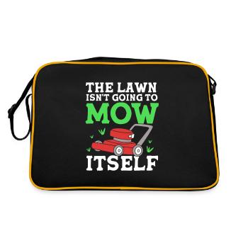 Rasenmäher Rasen (Wiese) - Retro Tasche - Schwarz/Gold - Hinten