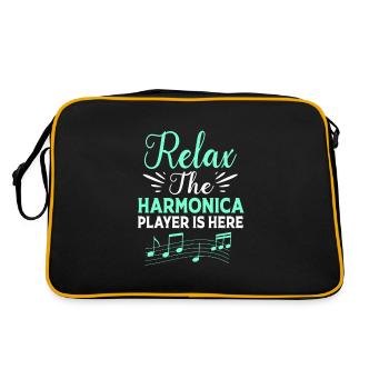 Harmonica Folk Music Folk Festival - Retro Bag - black/gold - Back