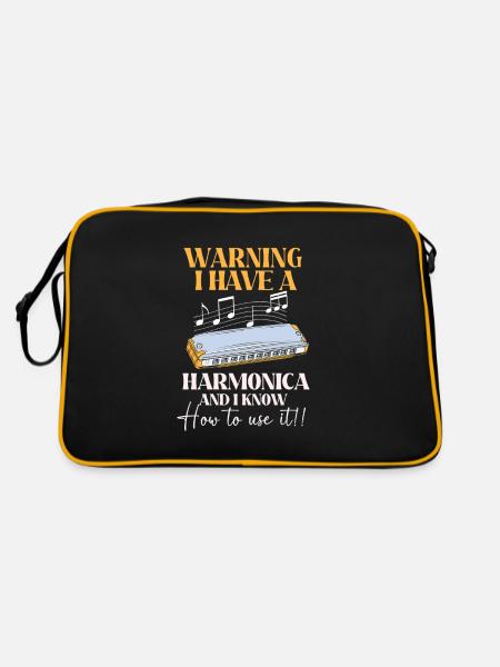 Mundharmonika - Retro Tasche - Schwarz/Gold - Hinten