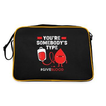 Blutspende Blut Blutspender - Retro Tasche - Schwarz/Gold - Hinten