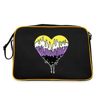 Nonbinary Pride Dropping Heart - Retro Bag - black/gold - Back
