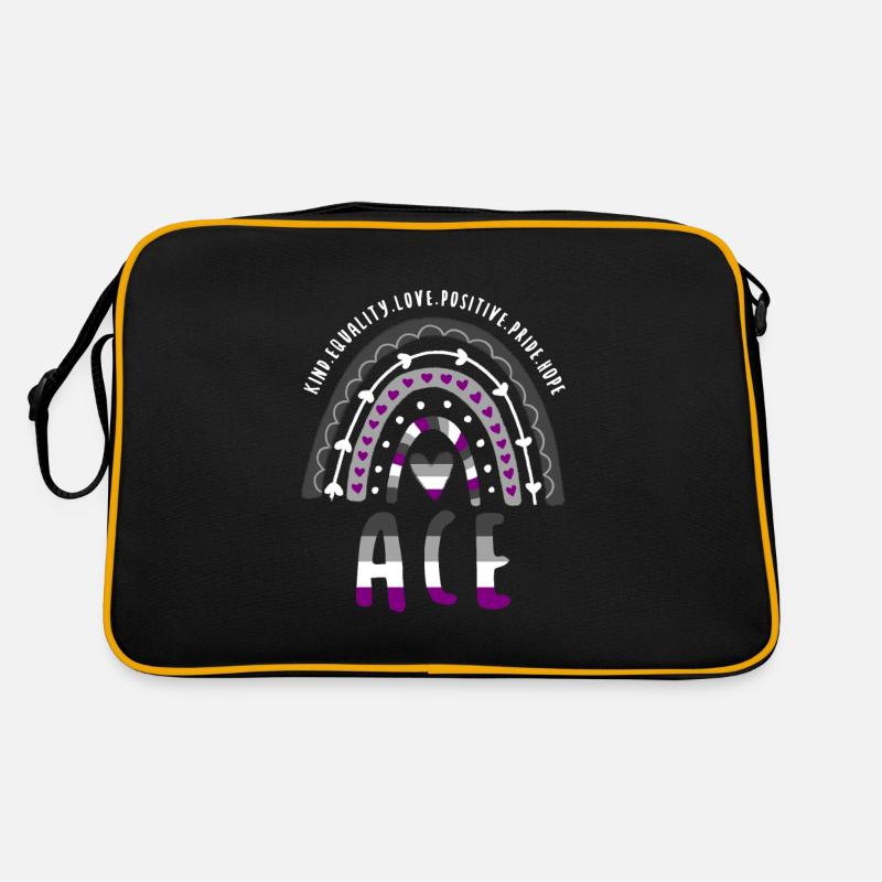 Asexueller Spruch Ace Pride Ace Regenbogen - Retro Tasche - Schwarz/Gold