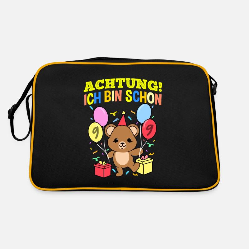 Achtung Ich Bin Schon 9 Geburtstag Teddybär Retro Tasche