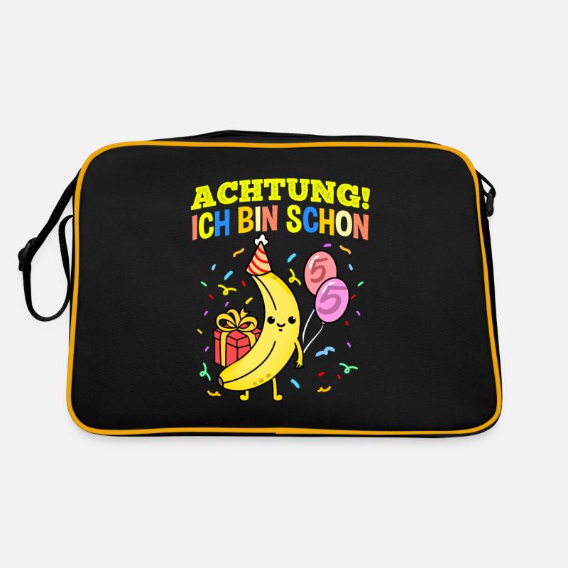 Achtung Ich Bin Schon 5 Gemüse Geburtstag Banane Retro Tasche