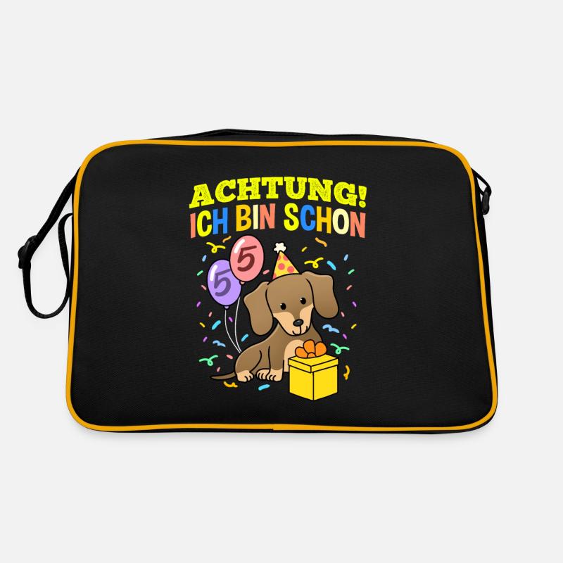 Achtung Ich Bin Schon 5 Geburtstag Dackel Retro Tasche