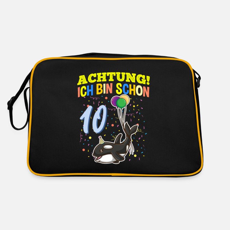 Achtung Ich Bin Schon 10 Tier Geburtstag Orca Retro Tasche