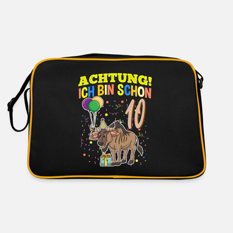 Achtung Ich Bin Schon 10 Tier Geburtstag Gnu Retro Tasche