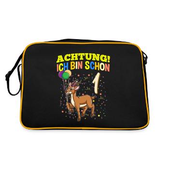 Achtung Ich Bin Schon 1 Geburtstag Gazelle - Retro Tasche - Schwarz/Gold - Hinten