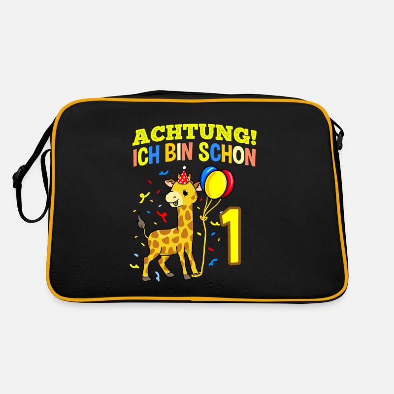Achtung Ich Bin Schon 1 Geburtstag Giraffe Retro Tasche