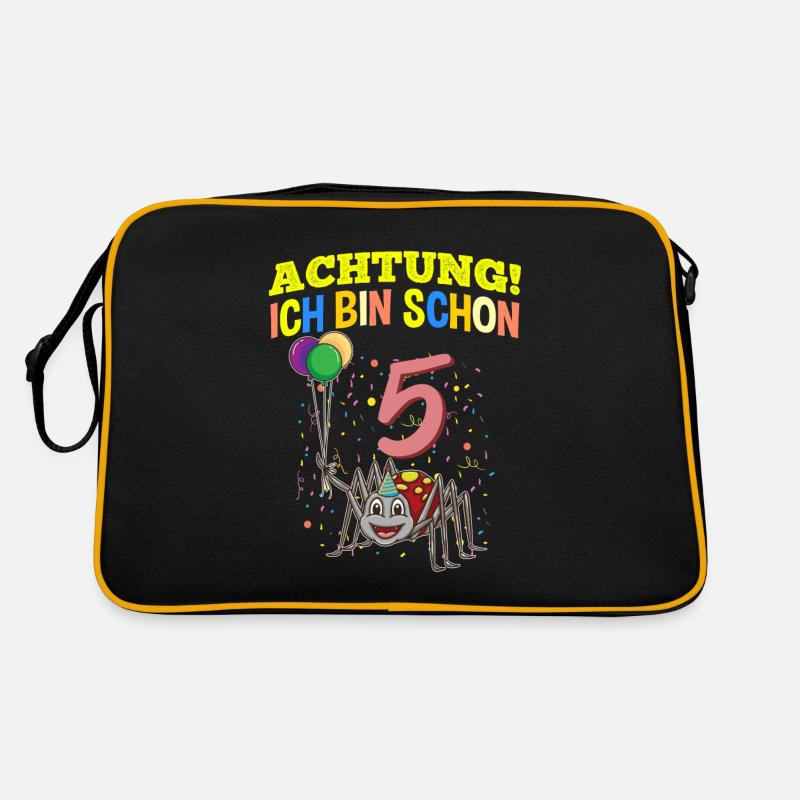 Achtung Ich Bin Schon 5 Tier Geburtstag Spinne Retro Tasche
