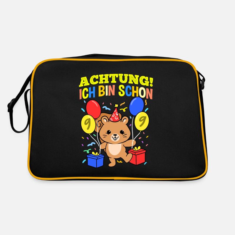 Achtung Ich Bin Schon 9 Geburtstag Eichhörnchen Retro Tasche