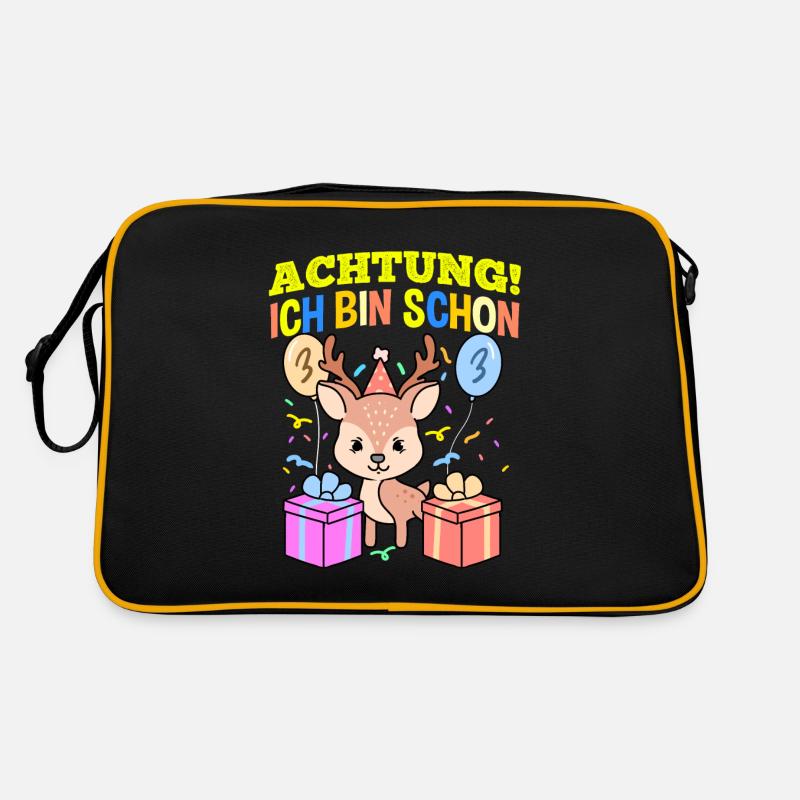 Achtung Ich Bin Schon 3 Geburtstag Hirsch Retro Tasche