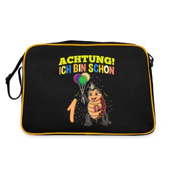 Achtung Ich Bin Schon 1 Geburtstag Marienkäfer - Retro Tasche - Schwarz/Gold - Hinten