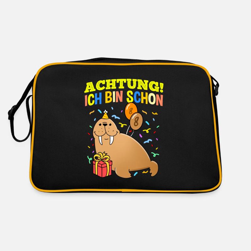 Achtung Ich Bin Schon 8 Geburtstag Walross Retro Tasche