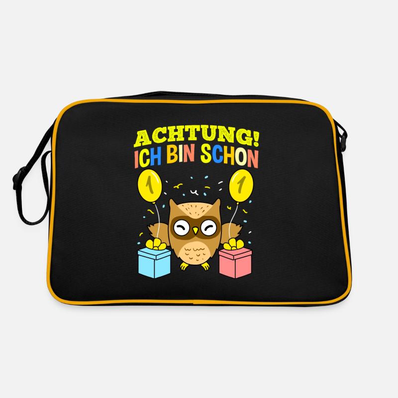 Achtung Ich Bin Schon 1 Geburtstag Eule Retro Tasche