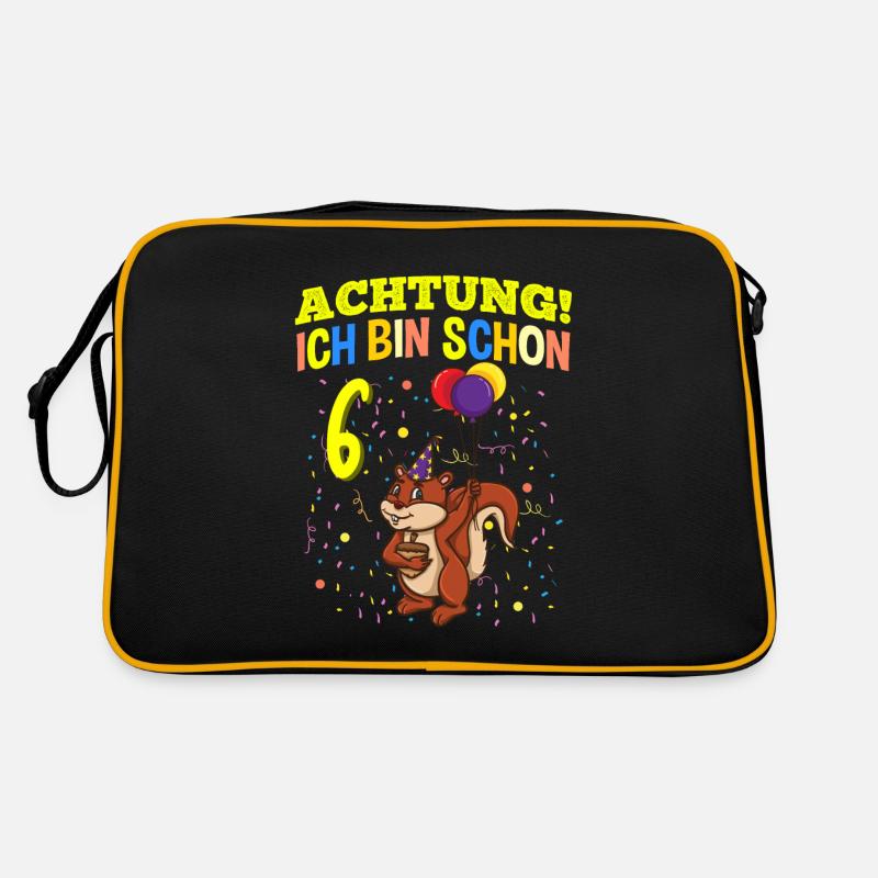 Achtung Ich Bin Schon 6 Geburtstag Eichhörnchen Retro Tasche
