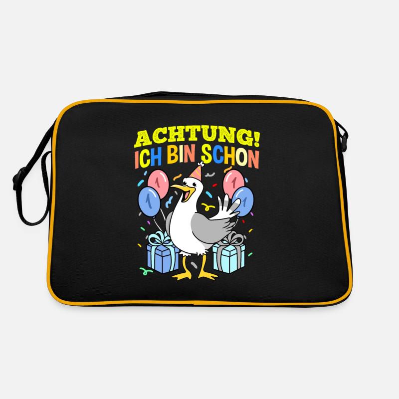 Achtung Ich Bin Schon 1 Geburtstag Möwe Retro Tasche