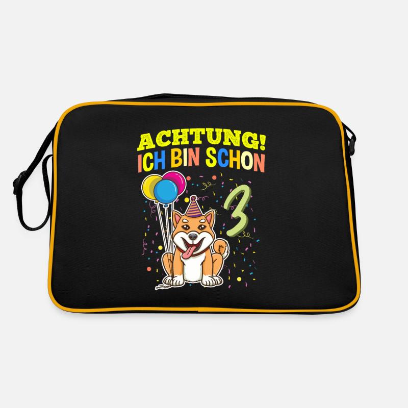 Achtung Ich Bin Schon 3 Geburtstag Shiba Inu Retro Tasche