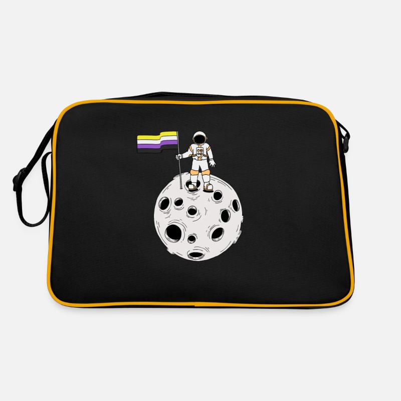 Nonbinary-Astronaut auf dem Mond Nonbinary-Flagge Retro Tasche