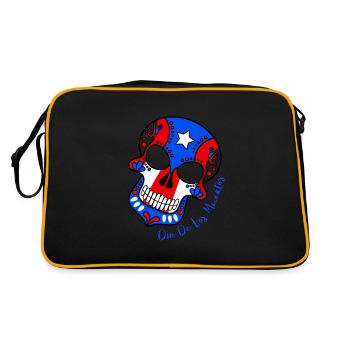 Sugar Skull Stolzer Puertoricaner - Retro Tasche - Schwarz/Gold - Hinten